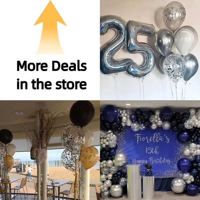 Bezente Silver Confetti Latex Round Helium Party Balloons 60 Pack 12 inch | - Image 2