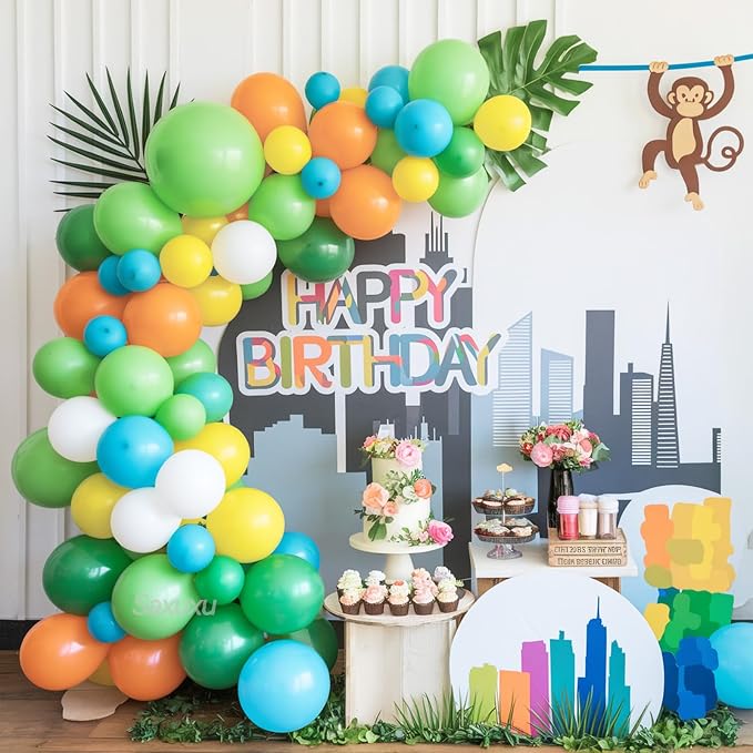 Colorful Balloon Arch Kit, Matte Teal Yellow White Light Green Balloons - Image 6