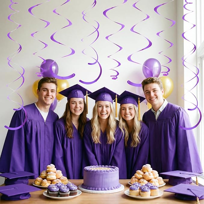 24 PCS Purple Hanging Swirl, Sparkle Ceiling Hanging Decorations, Plastic - Image 7