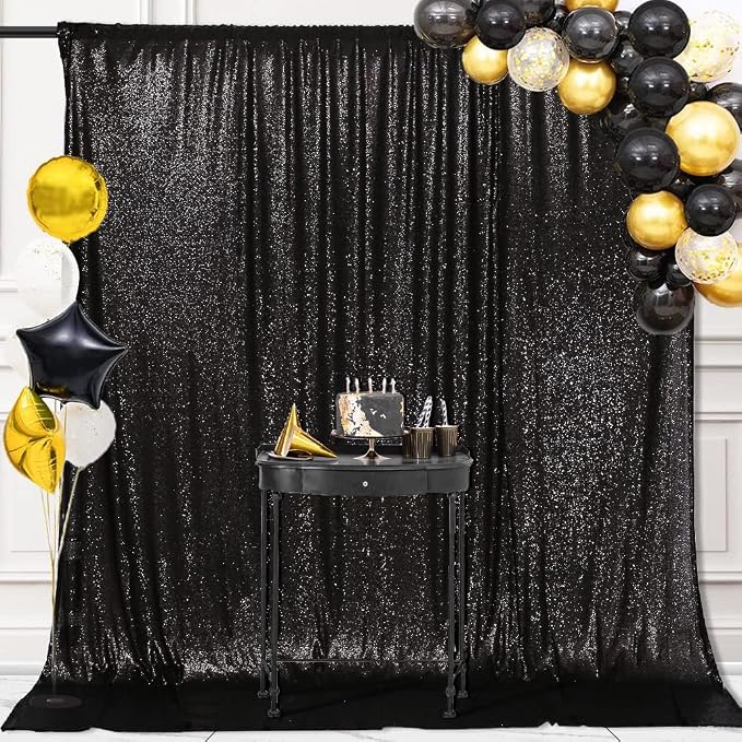 PartyDelight Black Sequin Backdrop Curtains 6x8ft | Sparkly 3mm sequins - Image 5
