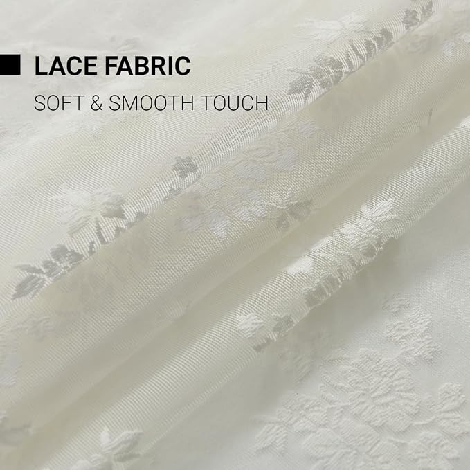 Kotile Ivory Floral Lace Curtains - Image 7