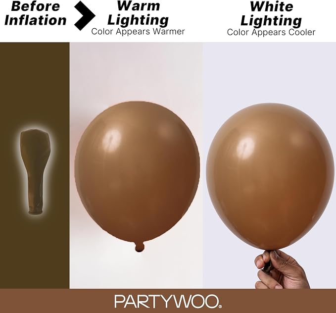 PartyWoo Brown Balloons 155pcs Boho Coffee Tan Fall Color 18 12 10 5 Inch | 18 - Image 3
