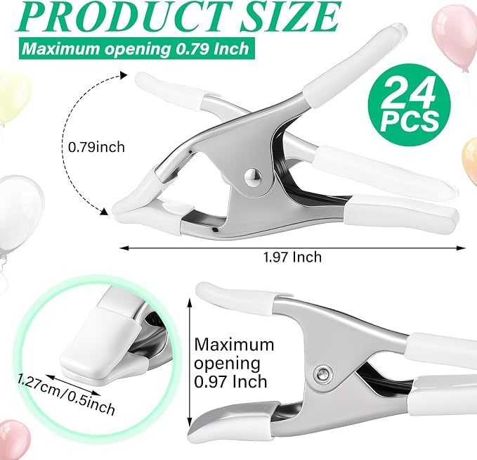 LemonRoad 24 Pack Balloon Arch Clips 1.97 Inch Metal Spring Clamps Strong Clips - Image 2