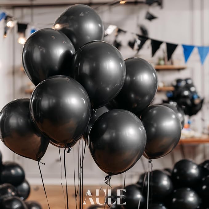 AULE 50Pcs Metallic 12 Inch Black Chrome Helium Shiny Balloons | Thicken - Image 2