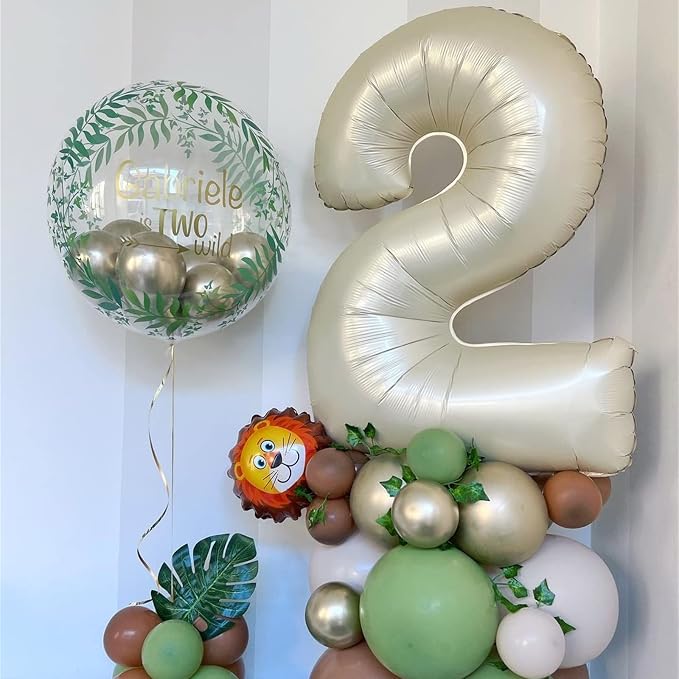 Cream 21st Birthday Balloons for Her, 40 Inch Beige Foil 21 Balloon Numbers for - Image 4