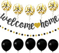 Welcome Home Decorations Set Glittery Black Gold Welcome Home Banner+2M by PEIQICHU