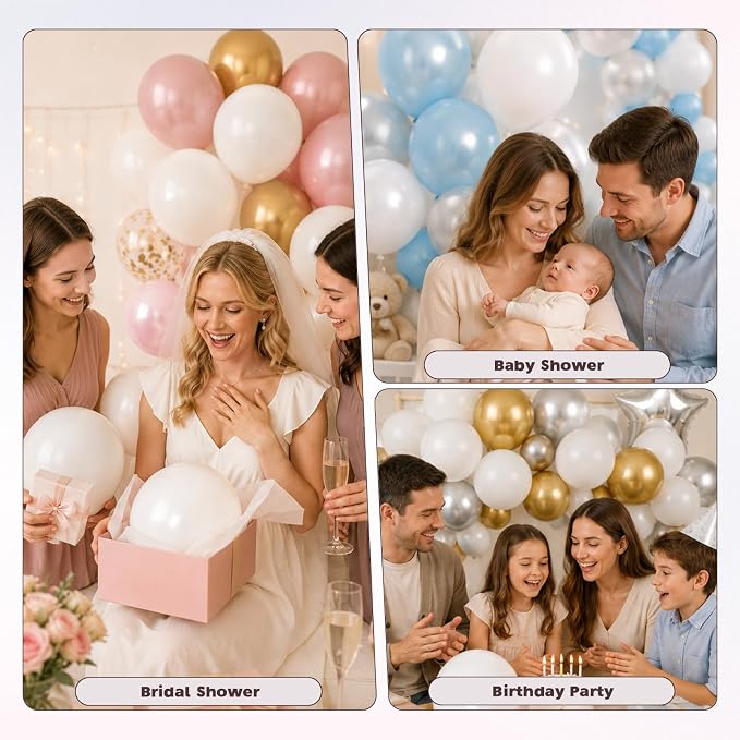 White Balloons, 12 Inch Wedding Latex Party Balloons | 30 Pack Matte White - Image 4