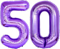 Purple 50 Number Balloons, 40 Inch Giant Number 50 Balloons Foil Mylar Helium by Lovoir