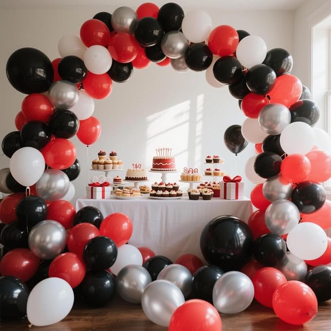 412Pcs Red Black and White Balloon Garland Arch Kit, 18 12 10 5 Inch Different - Image 5