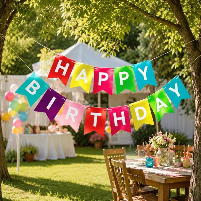 Letjolt Colorful Happy Birthday Banner Kids Party Signs 13 Pcs | Bunting - Image 5