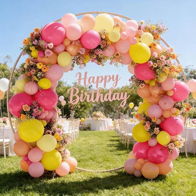 Pink Yellow Balloon Arch Double Stuffed Baby Pink Peach Balloons | Different - Image 6