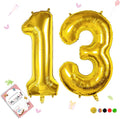 40 Inch Gold 13 Balloon Numbers, 13th Birthday Decoration Boys Girl | Large by Smlpuame