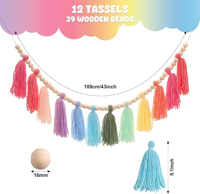 Colorful Tassel Garland Yarn Bunting Banner - Image 2