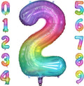 40 Inch Rainbow Number Balloon 2, Large Number Foil Balloons Mylar by PatiCool