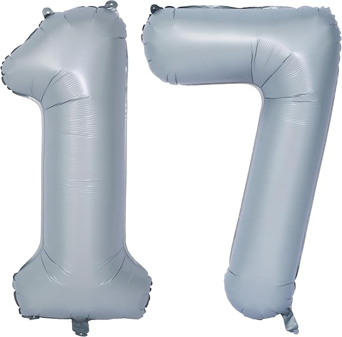 40 In Matte gray Number Balloon Helium Foil Mylar Birthday Balloon Digit 17 | by Exquisitehighqualitypartydecorationstomeetyoureveryneed%EF%BC%81