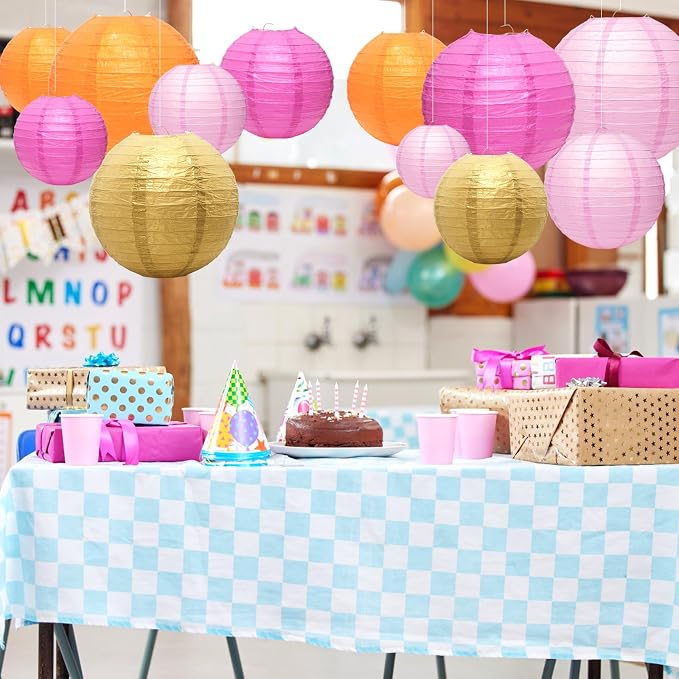 21Pcs Pastel Paper Lanterns, 4-10in Hanging Decor - Image 4