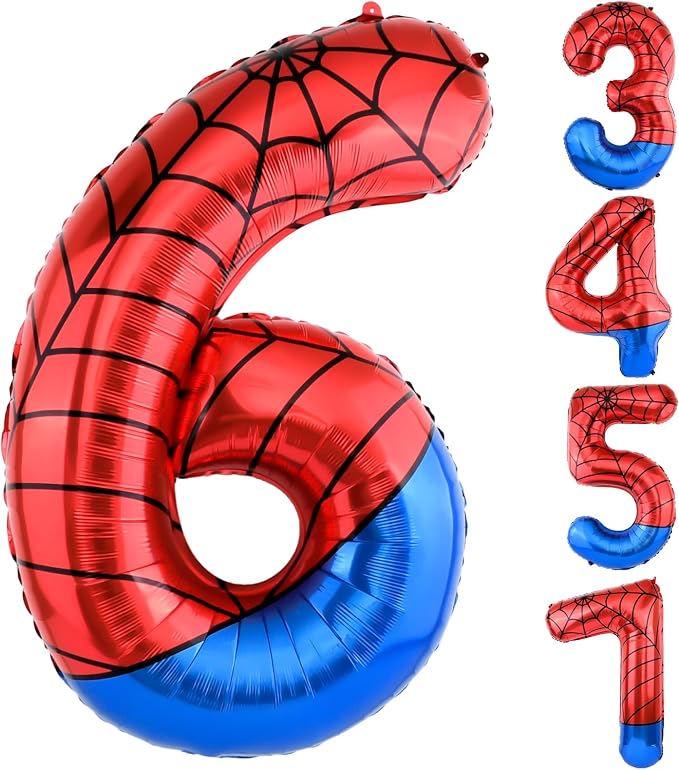 40 Inch Vibrant Spider-Themed Number Foil Balloons by AXBMM