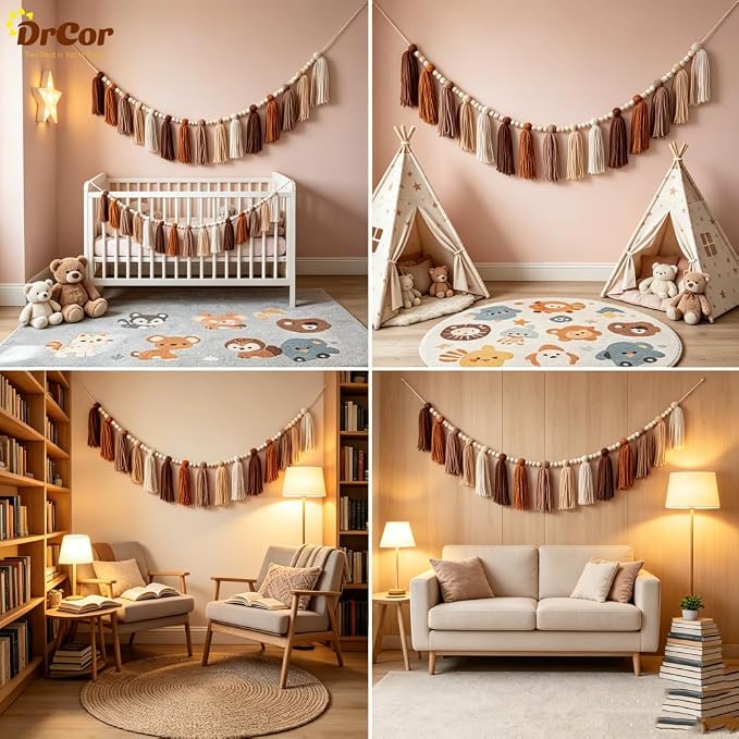 DrCor Terracotta Tassel Garland – Boho Classroom Decor | Handmade yarn wall - Image 5