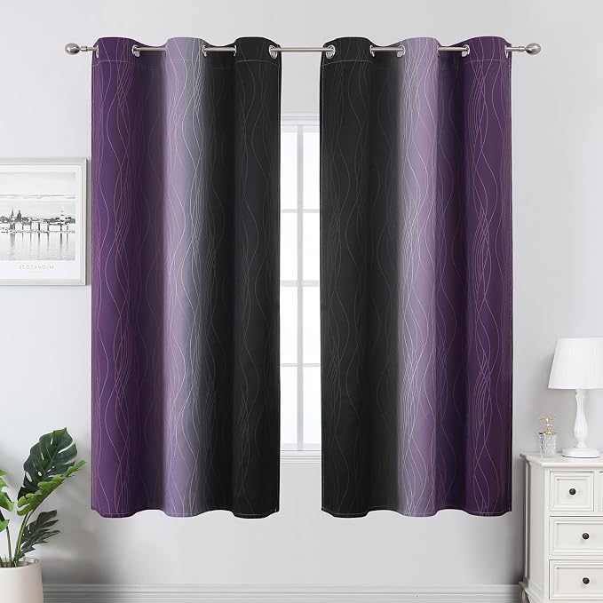 Purple and Black Ombre Blackout Curtains - Image 2