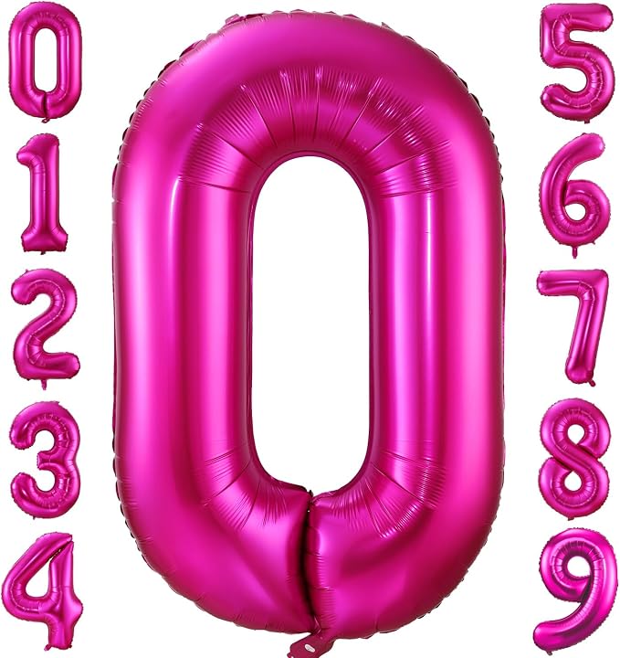 0 Balloon Number Hot Pink 0 Birthday Balloon 40 inch Foil Mylar Large 0 Balloon by BBPOOL