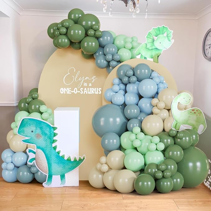130Pcs Sage Green Dusty Blue Balloon Garland Arch Kit, - Image 4