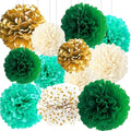 RZIKWT 12 Pcs Green Gold Gradient Wave Point Tissue Paper Pom Poms by Unknown