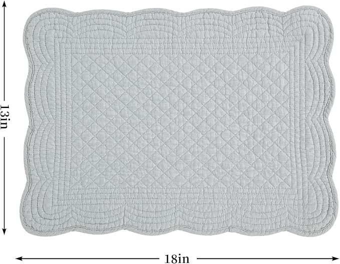 HOMBYS Quilted Placemats Set of 6 Washable-13x18 inches Rectangular Placemats - Image 2