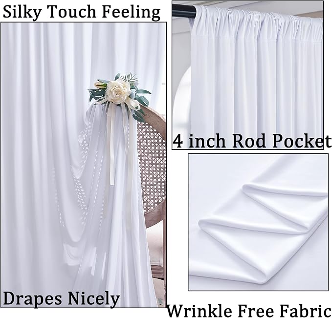 Wrinkle Free White Backdrop Curtains - Image 3