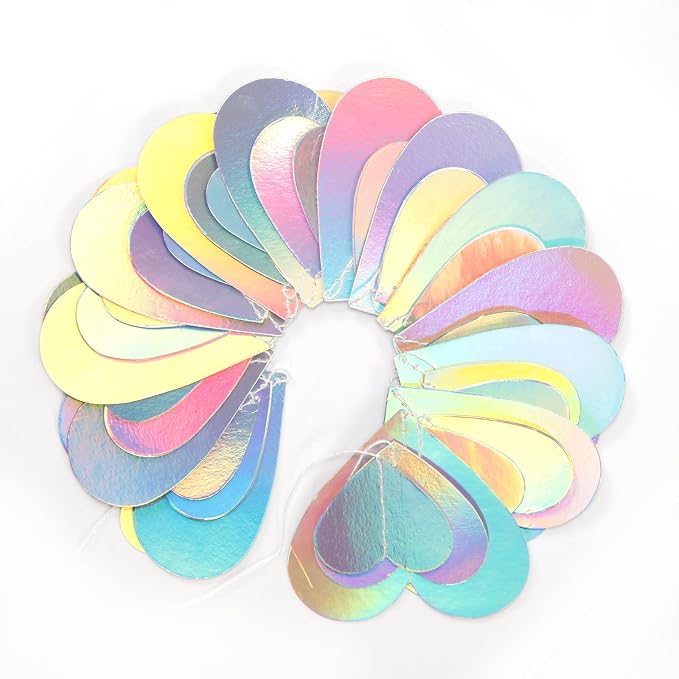 Iridescent Disco-Holograpic Party-Decorations Heart Garland - 56Ft Neon - Image 3