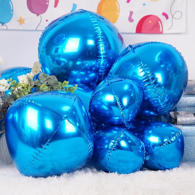 12Pcs Dark Blue Round Foil Balloons, Metallic Blue Foil Balloon - Image 4