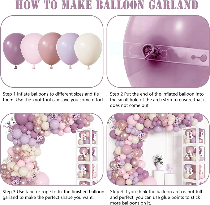 Amandir 153Pcs Dusty Purple Balloon Arch Kit Baby Shower Decorations | - Image 4