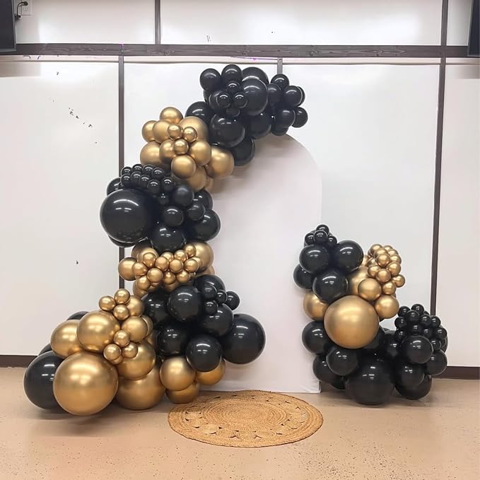 Black and Gold Balloon Arch Kit - Image 7