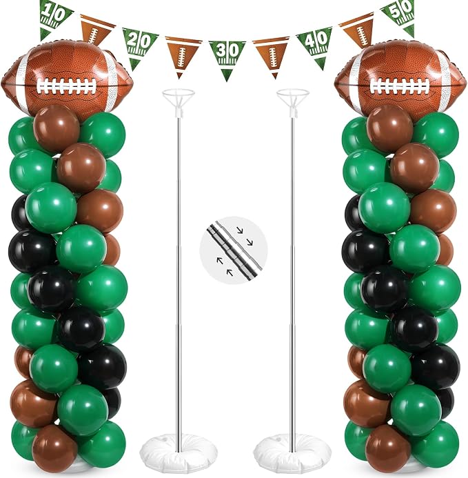 Yalikop 2 Sets Football Party Balloon Column Stand Kit by Yalikop