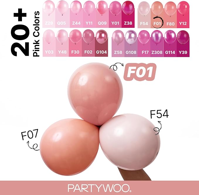 PartyWoo Dusty Pink Balloons 140pcs Dusty Rose Boho Netural Pink Color | - Image 4