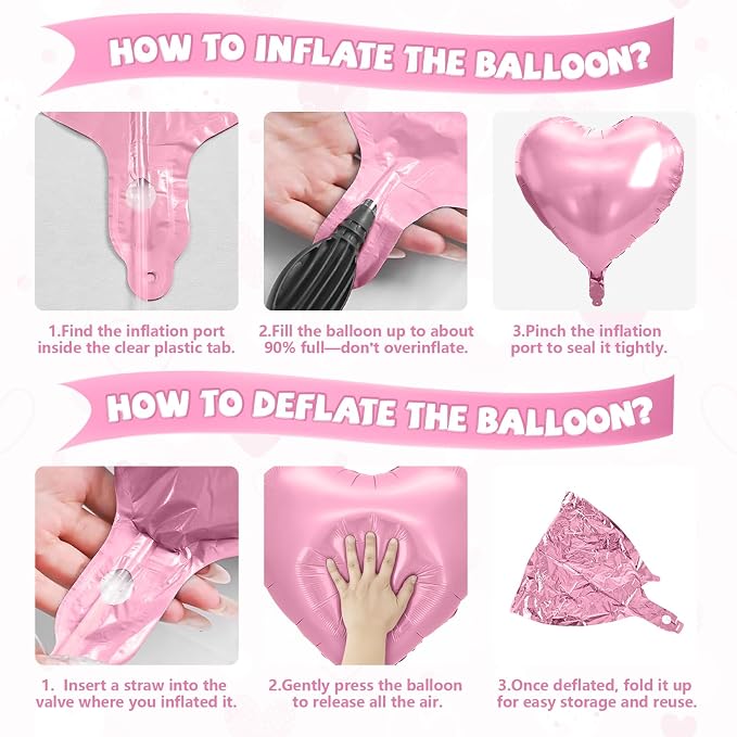 Pink Purple Heart Balloons, 18 Inch Pastel Foil Balloons - Image 7