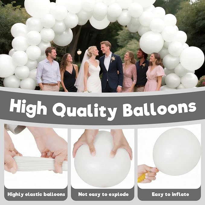 White Balloons Birthday Party Balloons - Image 3