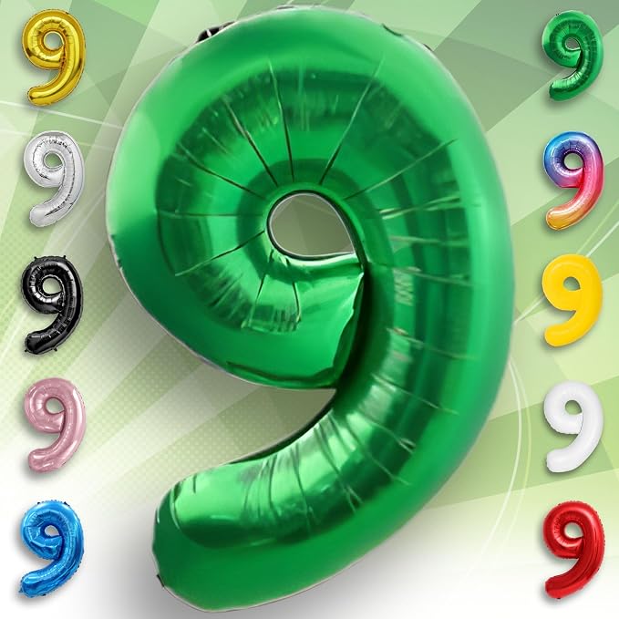 Green Number Balloon 9 Mylar Foil Balloons 32 inch - Image 6
