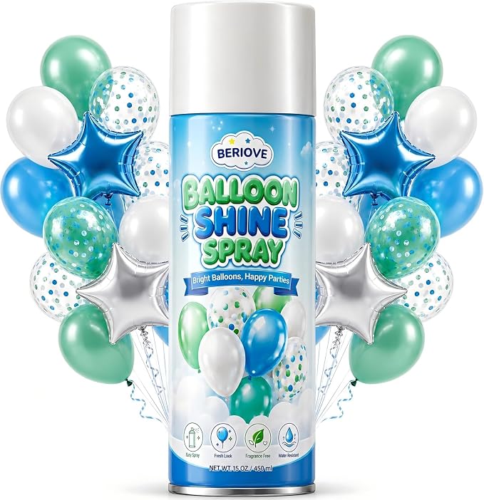 Balloon Shine Spray for Parties：15 oz Odorless Finish Balloons | Instant by BERIOVE