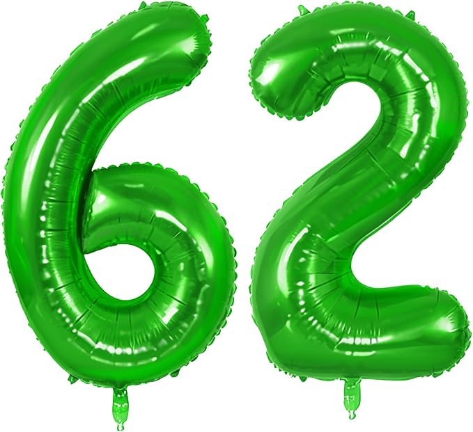 Number 62 Balloons for 62nd Birthday Party Decorations, 0-100 Large No.62 by Joycard