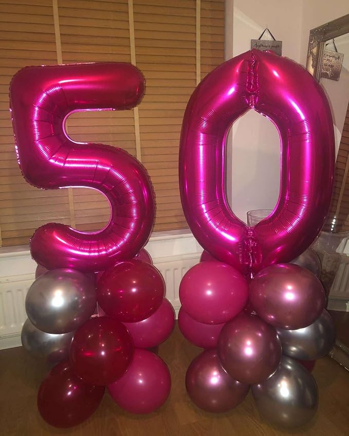 Hot Pink 45 Number Balloons, 40 Inch Giant Number 45 Balloons Foil Mylar Helium - Image 7