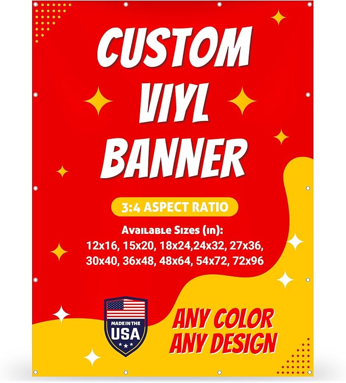 Custom Vinyl Banner with 150+ Sizes – Personalized Outdoor or Indoor Sign – Any by Unknown