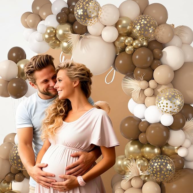 152Pcs Brown Balloons Arch Kit Different Size | Beige Nude Sand White Metallic - Image 6