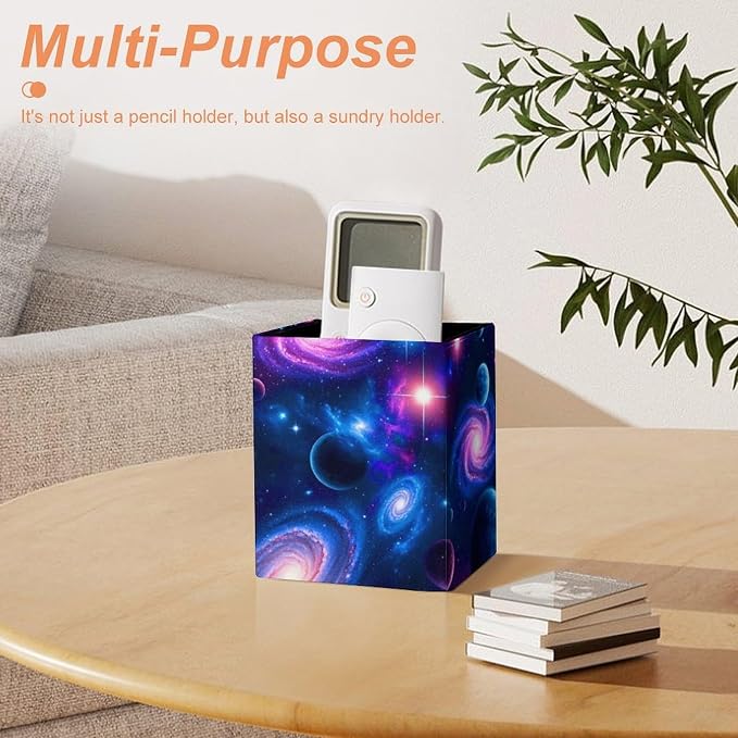 Leather Square Pens Pencils Holder Cup Desktop Stationery Organizer Case Office - Image 7