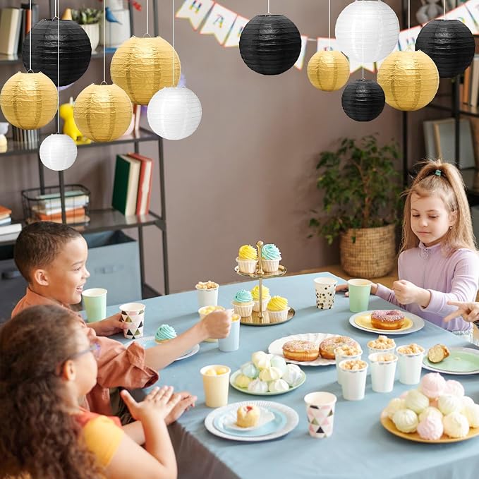 21Pcs Paper Lanterns, 4-10in Round Hanging Decor - Image 6