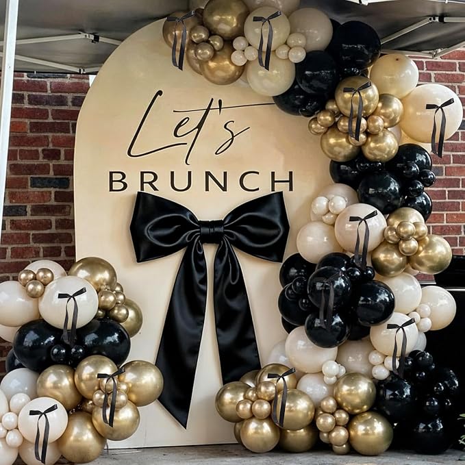 Black and Gold Balloon Arch Garland Kit, Graduation Balloons Black White Sand - Image 4