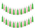 Mefuny 20PCS Pink and Green Paper Decorations Tissue Paper Tassel Garland DIY by Mefuny