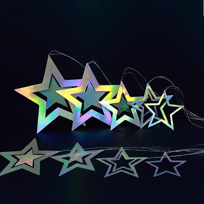 Cheerland Iridescent Star Party Decorations Holographic Hanging Stars Garlands - Image 6