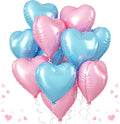 Pink Blue Heart Balloons, 18 Inch Pastel Blue Pink Foil Heart Balloons Pearl by TAOYE