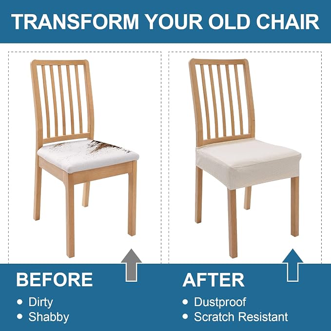 Smiry Waterproof Seat Covers for Dining Room Chairs, No Rear Covers | Stretch - Image 7