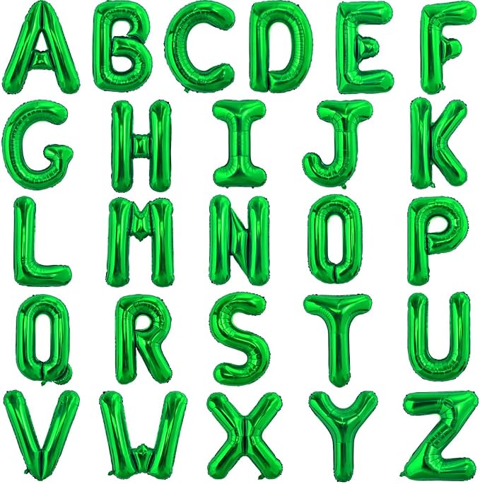 TONIFUL Green Letter Balloons 2 Set 16 Inch A-Z Custom Alphabet Banner | 52 Pcs by TONIFUL